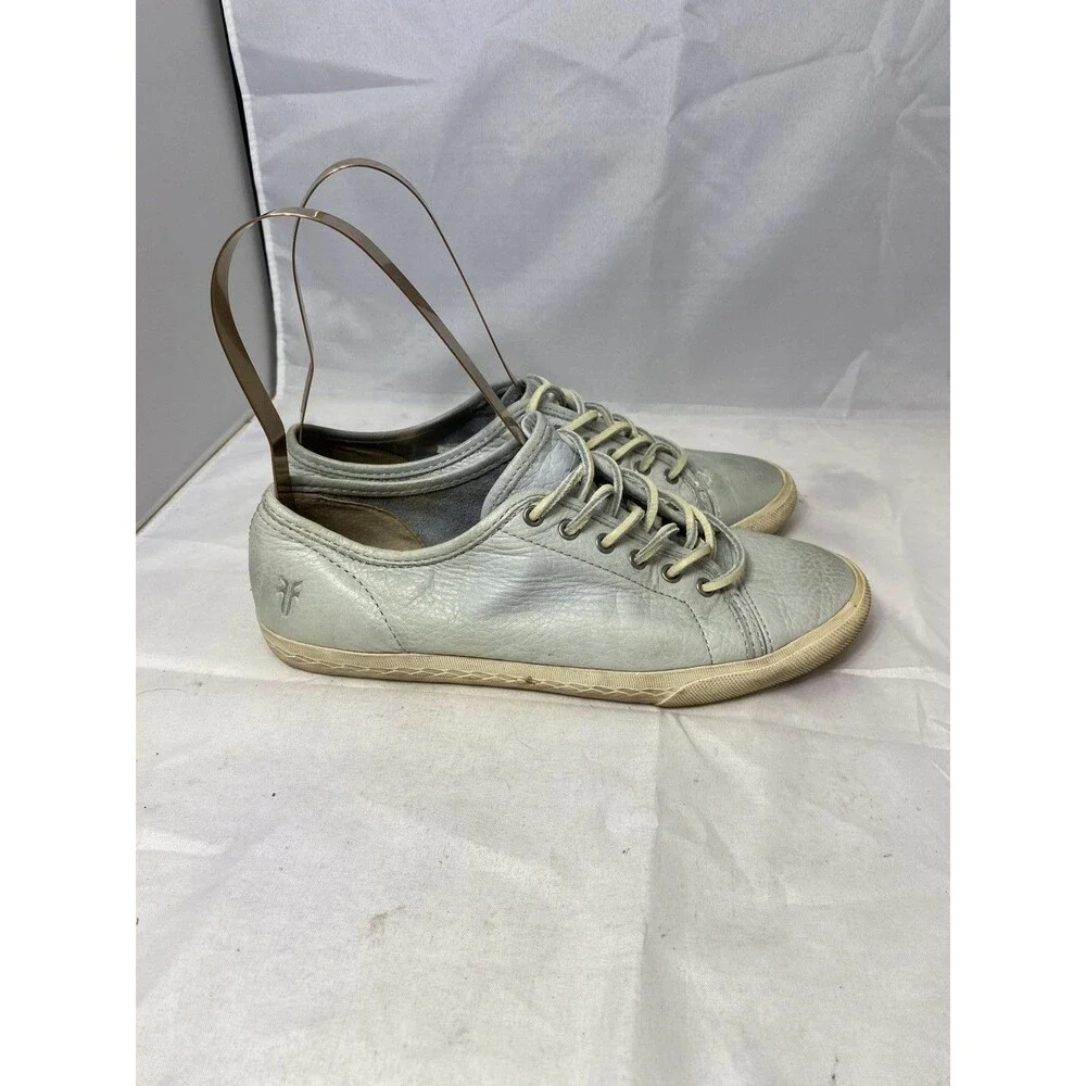 FRYE Mindy ICE Leather Sneakers Shoes Size 6 M Rawhide Laces 3471126-ICE - Picture 2 of 10
